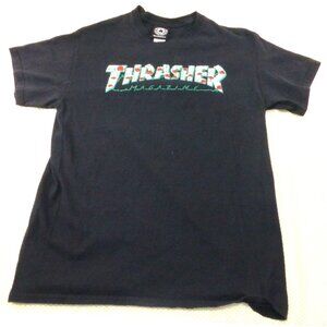 Thrasher Magazine Black Tee With Rose & Thorn Graphic Skateboard Style M